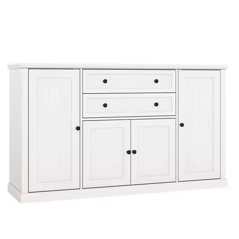 Buffet/Bahut de Rangement 58 po avec 4 Portes et 2 Tiroirs, Meuble de Rangement de Cuisine en Bois Style Ferme, Station de Café