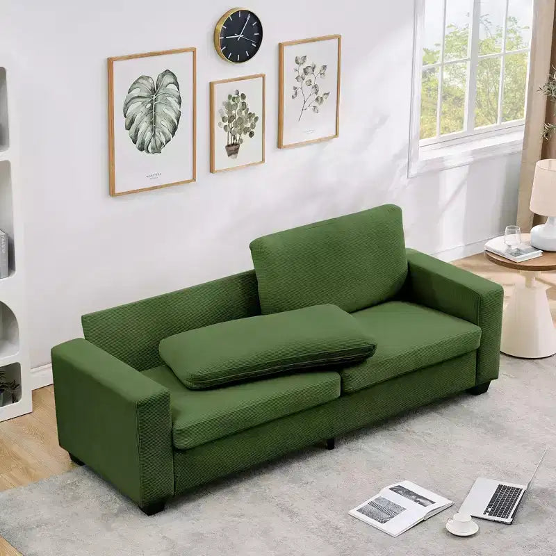 Canapé en velours côtelé avec assise profonde et housses lavables