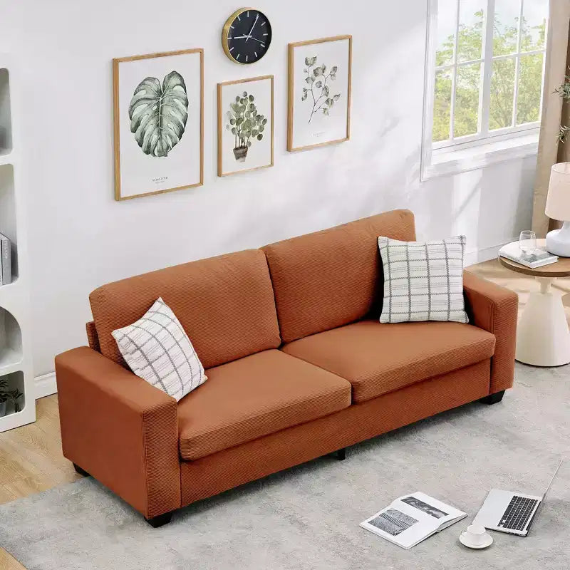 Canapé en velours côtelé avec assise profonde et housses lavables
