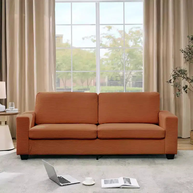 Canapé en velours côtelé avec assise profonde et housses lavables