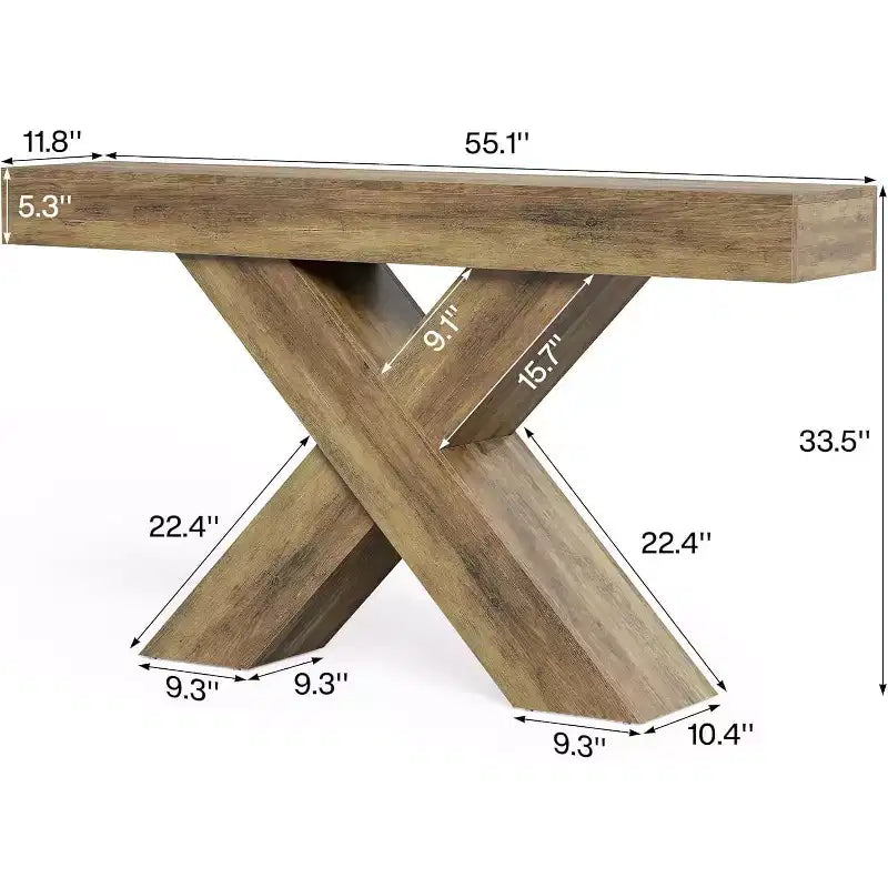 Console d'entrée étroite rustique en forme de X