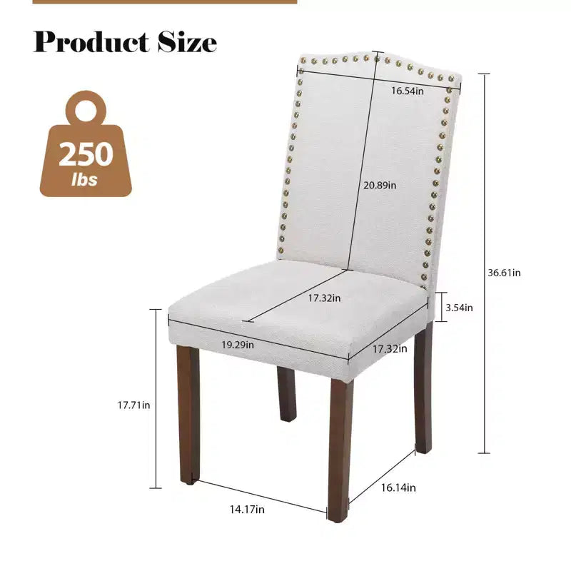 Lot de 2 chaises de salle à manger à dossier haut rembourrées en PU avec garniture cloutée, chaises de salle à manger d'appoint sans accoudoirs pour salle à manger, cuisine