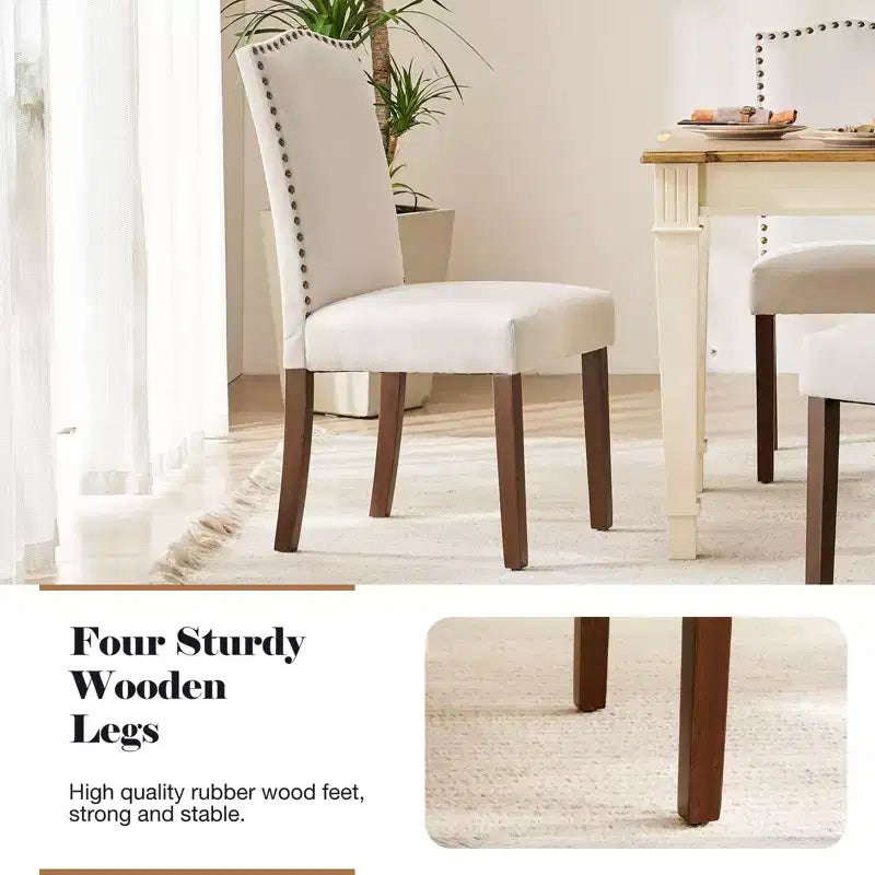 Lot de 2 chaises de salle à manger à dossier haut rembourrées en PU avec garniture cloutée, chaises de salle à manger d'appoint sans accoudoirs pour salle à manger, cuisine