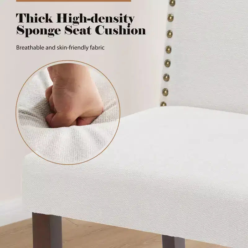 Lot de 2 chaises de salle à manger à dossier haut rembourrées en PU avec garniture cloutée, chaises de salle à manger d'appoint sans accoudoirs pour salle à manger, cuisine