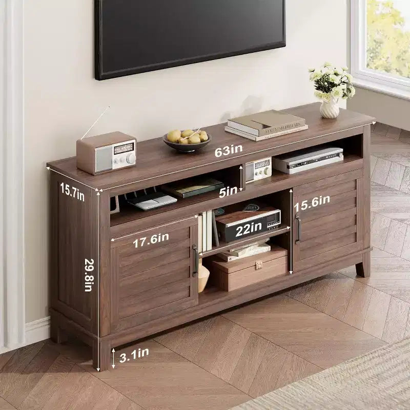 Meuble TV de 160 cm, consoles TV de style ferme moderne pour salon avec étagères réglables, meuble TV pour maison/bureau