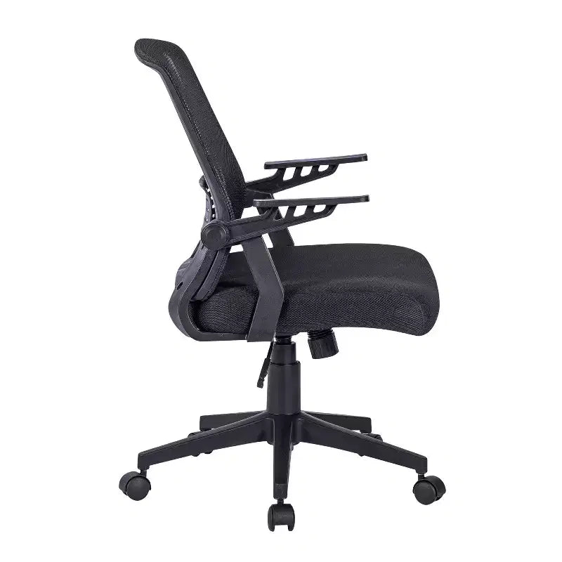 Chaise de bureau ergonomique en maille, chaise rembourrée entrecroisée avec hauteur réglable et roulettes, chaise pivotante pour salle de lecture, bureau, noire