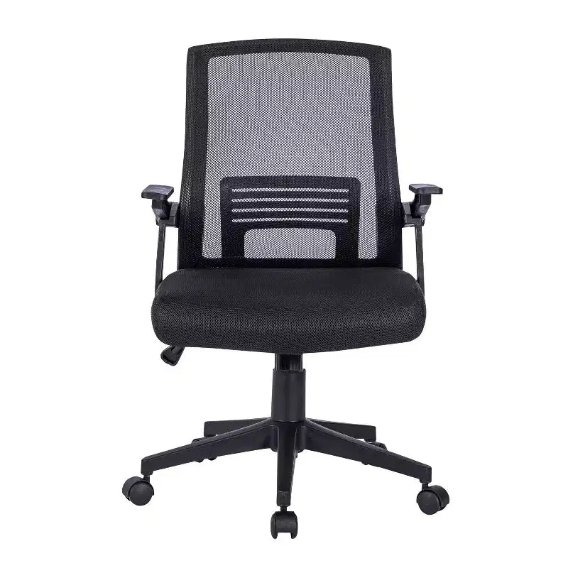 Chaise de bureau ergonomique en maille, chaise rembourrée entrecroisée avec hauteur réglable et roulettes, chaise pivotante pour salle de lecture, bureau, noire