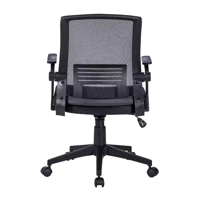 Chaise de bureau ergonomique en maille, chaise rembourrée entrecroisée avec hauteur réglable et roulettes, chaise pivotante pour salle de lecture, bureau, noire