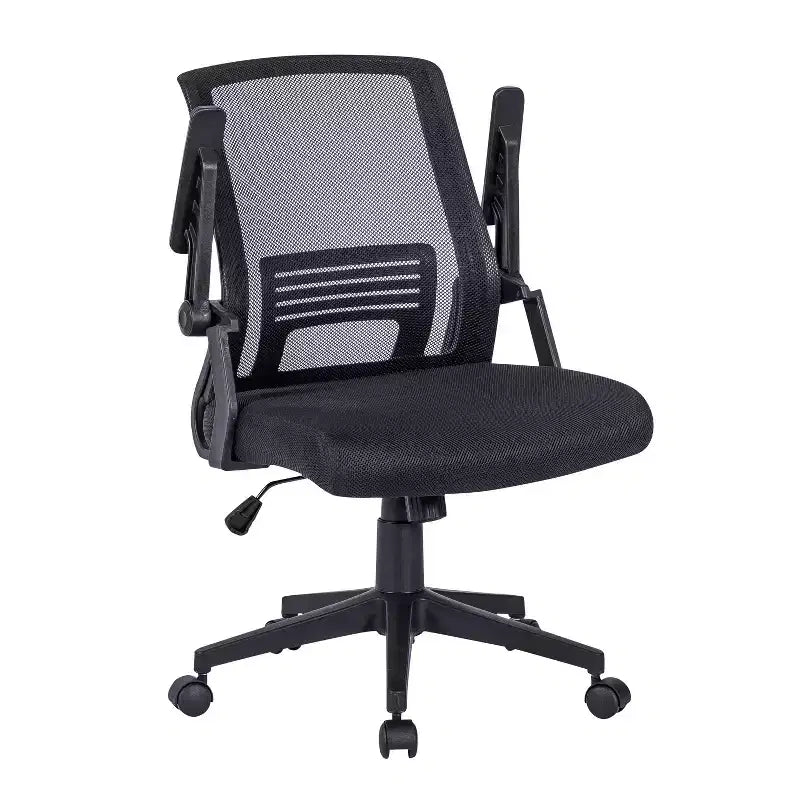 Chaise de bureau ergonomique en maille, chaise rembourrée entrecroisée avec hauteur réglable et roulettes, chaise pivotante pour salle de lecture, bureau, noire