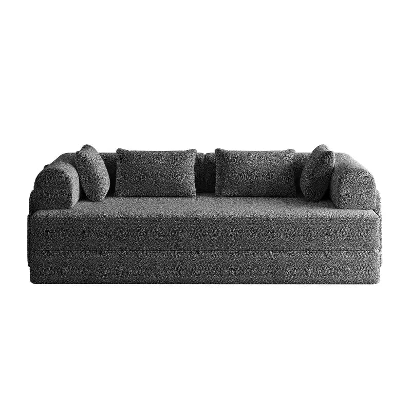 Canapé de sol en chenille verte avec coussin cylindrique