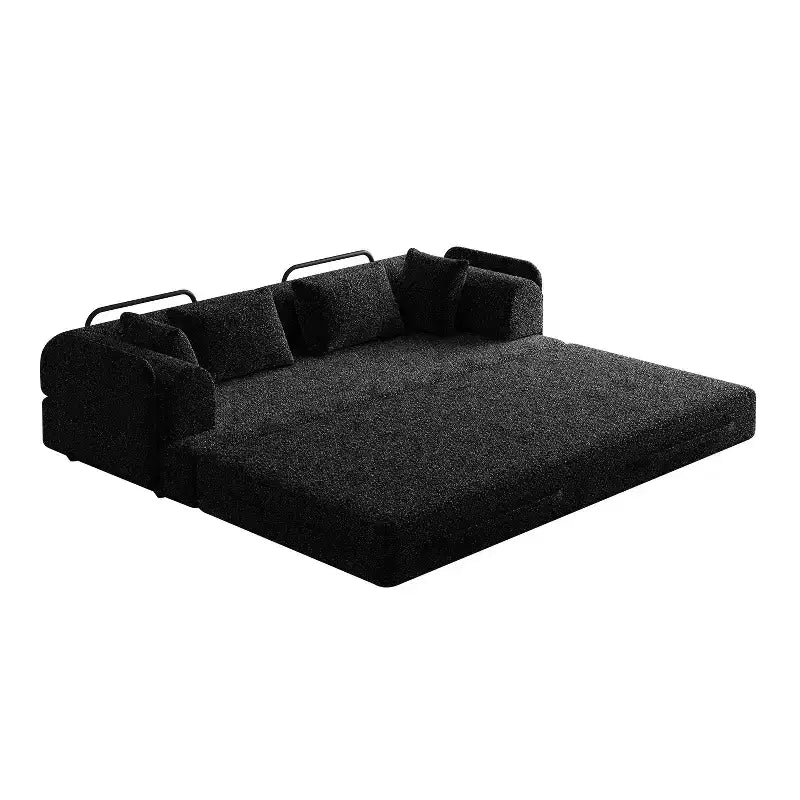 Canapé de sol en chenille verte avec coussin cylindrique