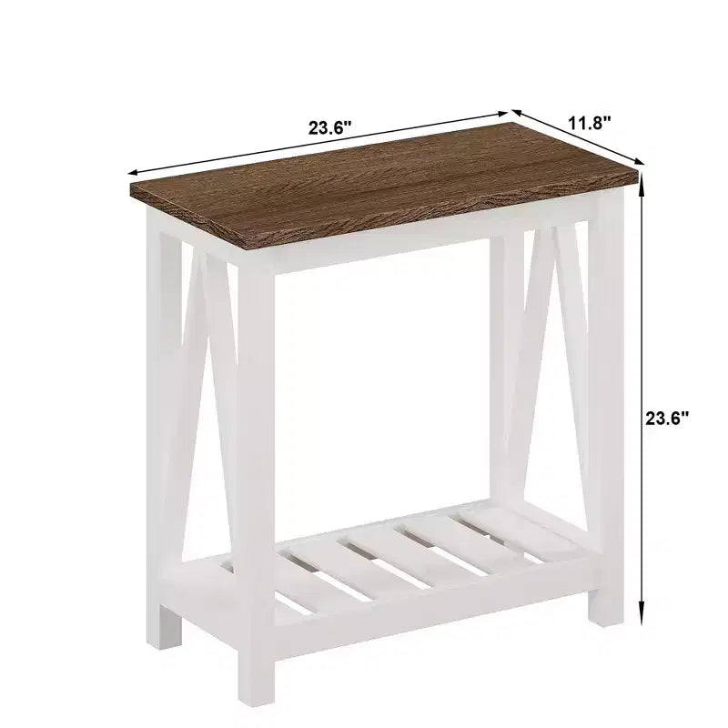 Table d'appoint Claudia Farmhouse avec étagère inférieure