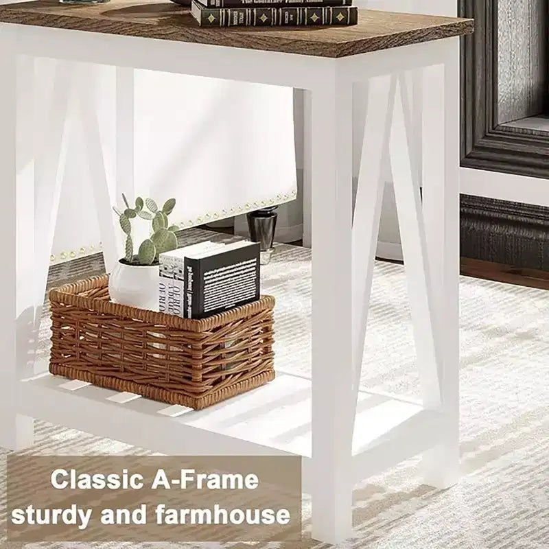 Table d'appoint Claudia Farmhouse avec étagère inférieure