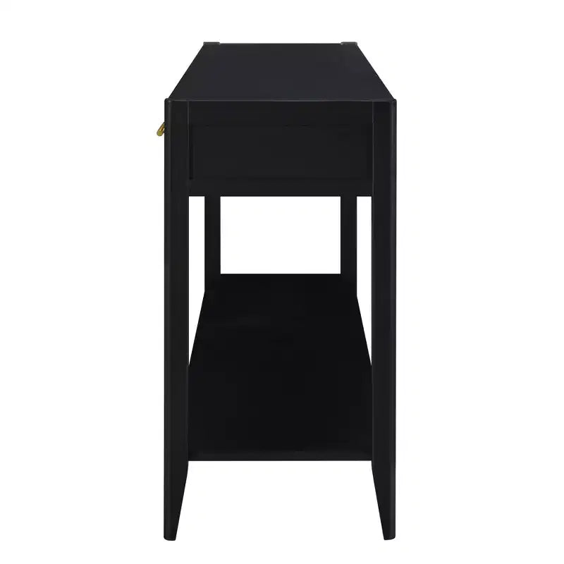 Table d'entrée noire avec trois tiroirs