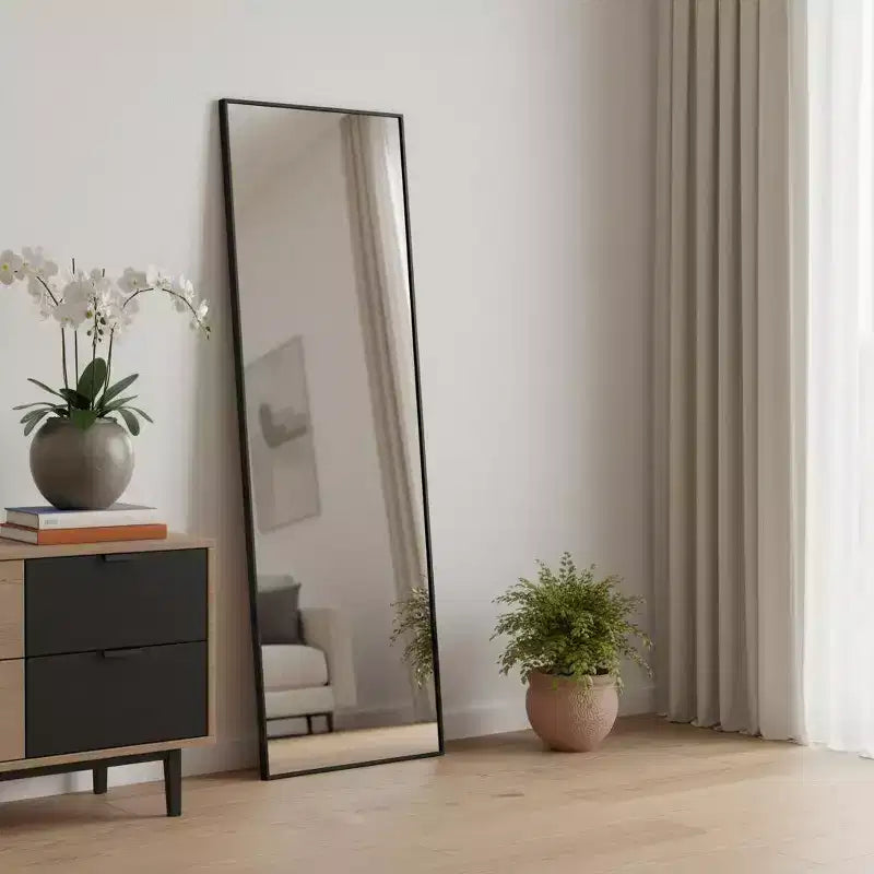 Miroir pleine longueur encadré en métal noir 71 pouces