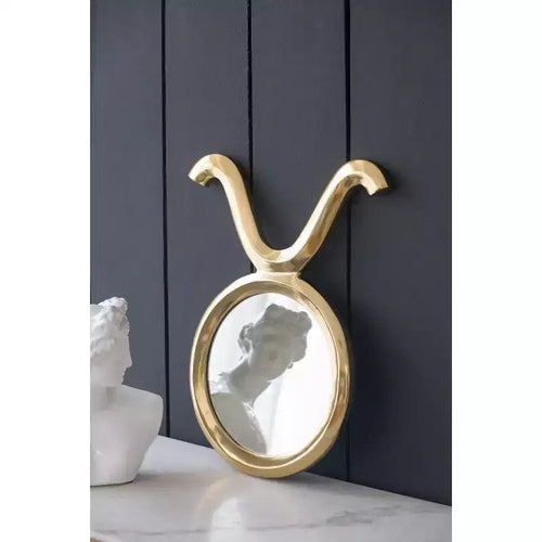 Miroir rond moderne 12,5 x 16 avec cadre en aluminium, décoration murale pour entrée, salon, couloir, doré