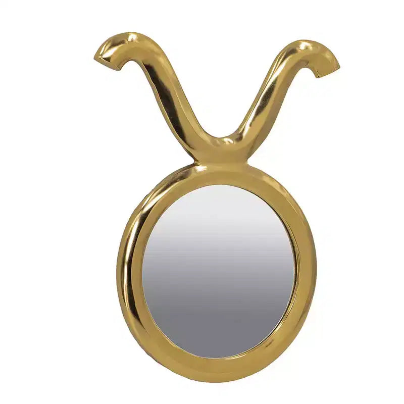 Miroir rond moderne 12,5 x 16 avec cadre en aluminium, décoration murale pour entrée, salon, couloir, doré