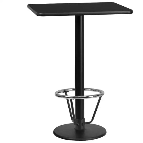 Dessus de table rectangulaire en stratifié 24" x 30" avec base de table hauteur bar ronde 18" et repose-pieds