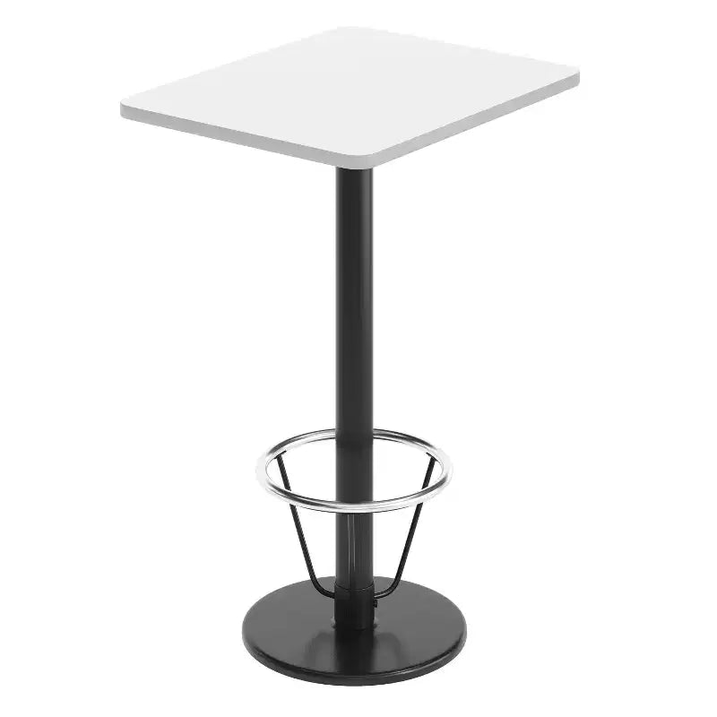 Dessus de table rectangulaire en stratifié 24" x 30" avec base de table hauteur bar ronde 18" et repose-pieds