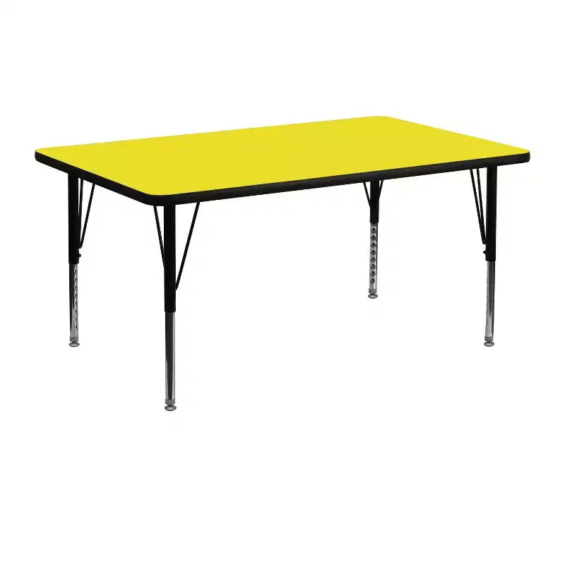 Table d'activités rectangulaire en stratifié HP de 61 cm (24 po) de largeur x 122 cm (48 po) de longueur – Pieds courts réglables en hauteur